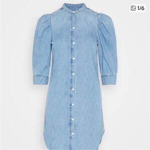 Light Blue Gap Puff Sleeve Denim Dress